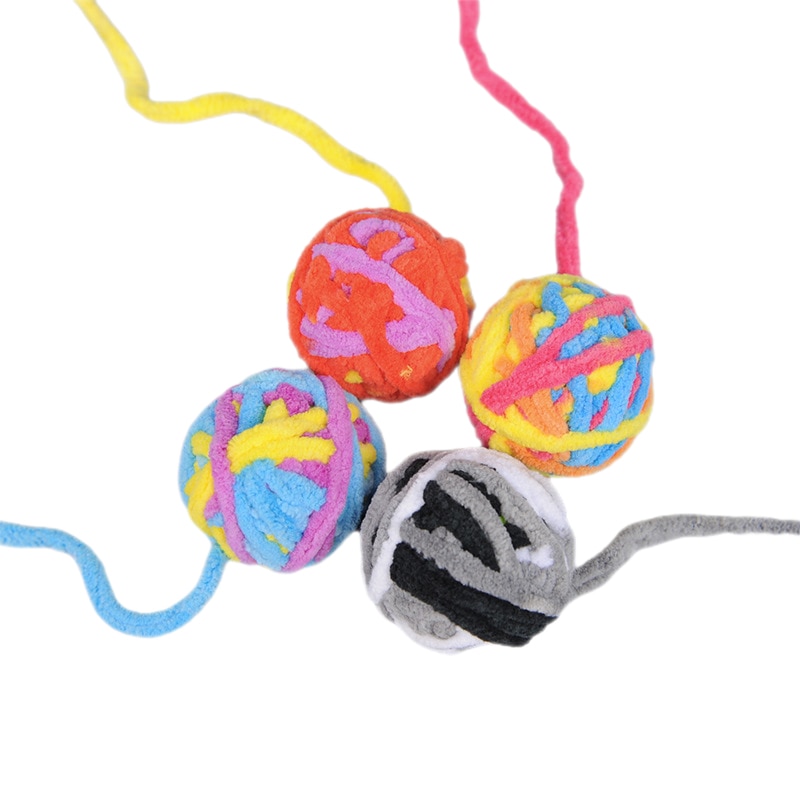 Fast Ship! 4 Color Cat Toys Bells Balls Play Kitten Fun Games Pets Interactive Animal Exercise Funny Cat Toy Ball Pet Tools