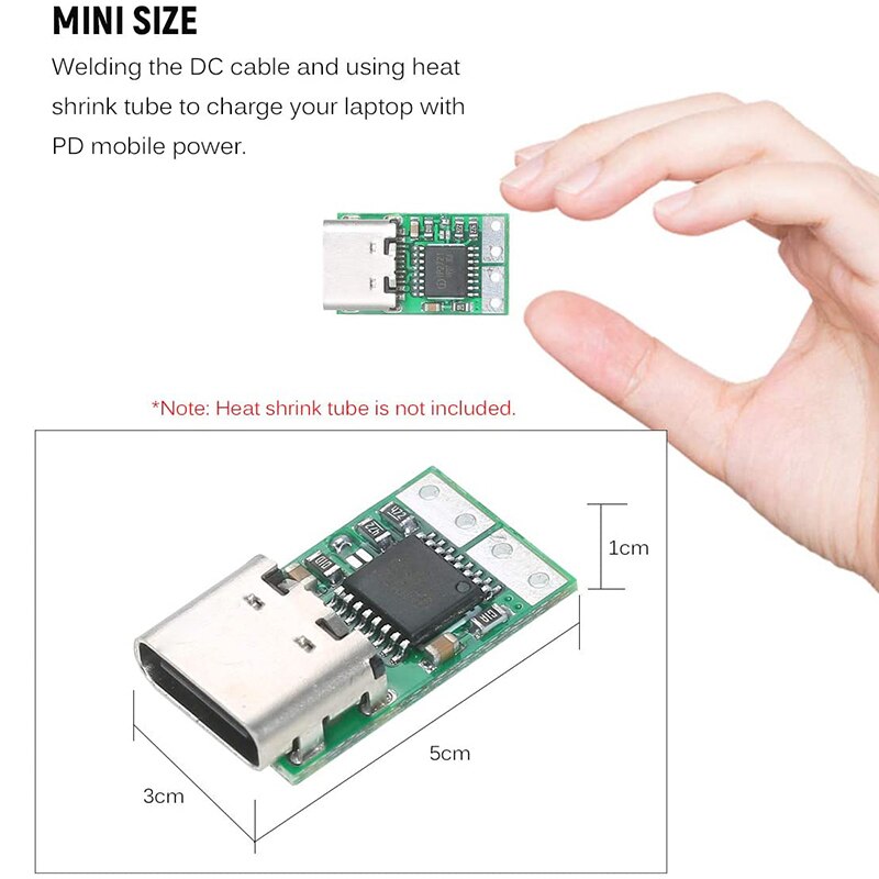 Módulo de fuente de alimentación USB-C PD2.0/3,0 a DC, Detector de sondeo con gatillo de carga rápida, probador (ZYPDS)