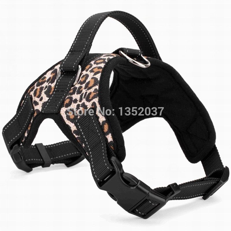 Service dog Vest for walking harness dog collar leash padded pet harness Vest dog clothes for Winter Leopard