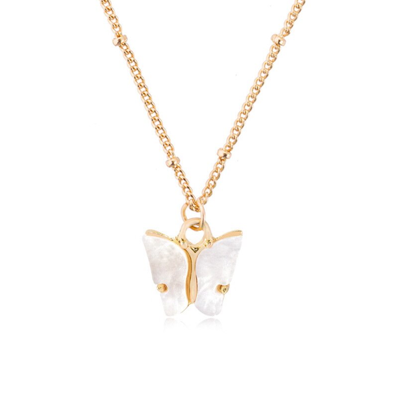 Cute Acrylic Butterfly Pendant Necklace for Women Party Statement Necklace Sweet Korean Necklace Jewelry: 9