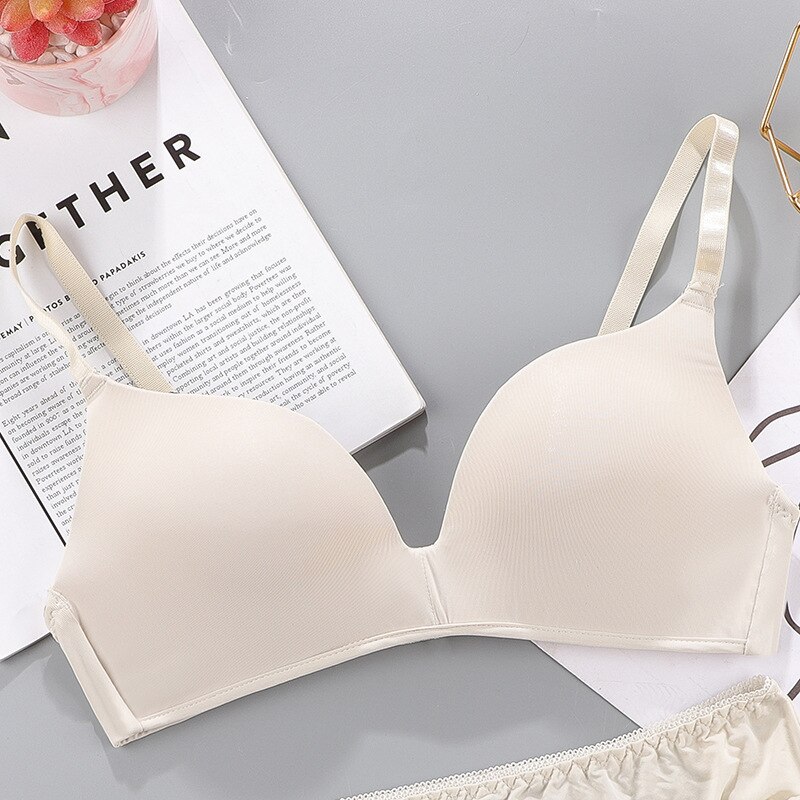 Women Seamless Bra Sexy No Wire Push Up Underwear Girls Students Breathable Thin 12 Colors Bras: Silver Gray / 75(34)AB