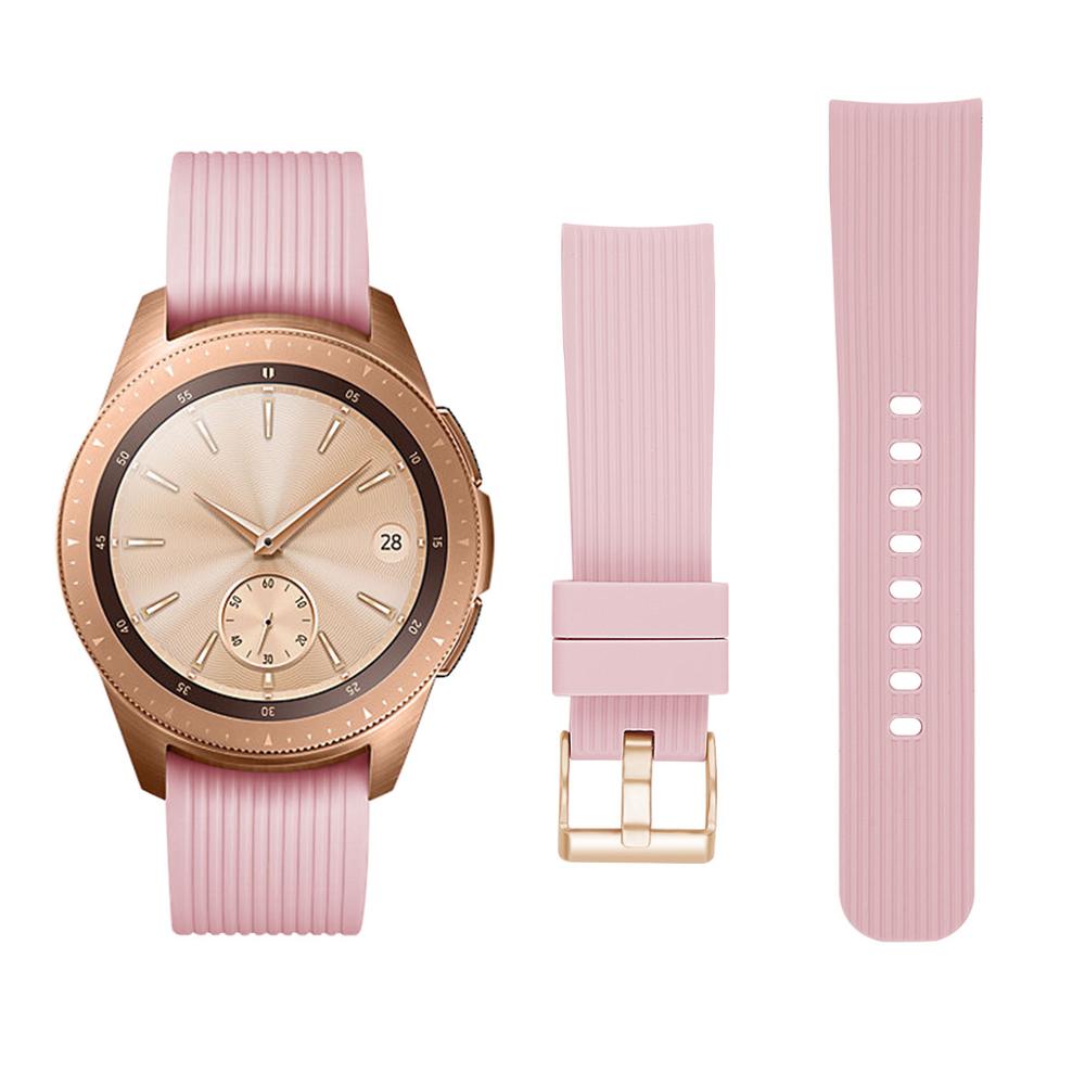 Bracelet en Silicone pour montre, Samsung Galaxy Watch, 42mm Active 2, 44mm, 40mm, en caoutchouc, rechange, Bracelet à boucle dorée