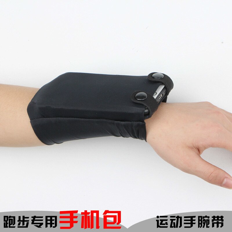 Armbånd telefon etui på hånden sport armbånd egnet til 7 inche mobil bevægelse telefon armbånd taske til iphone max xiaomi huawei: Sort