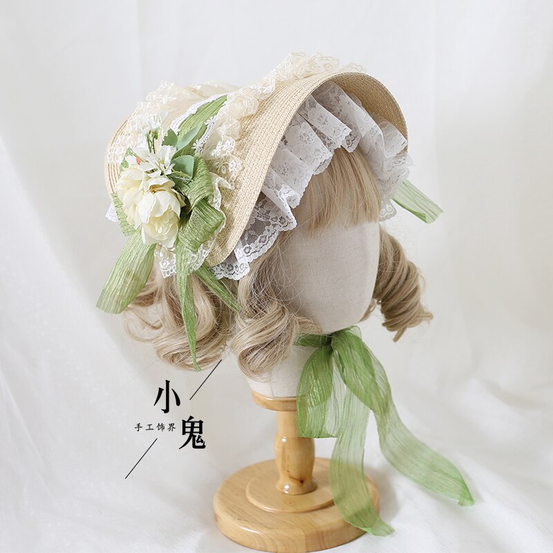 Multi-Color Lolita Flower Flat Hat Top Hat Flower Wedding Tea Party Pastoral Straw Hat Lace Han Yang Eclectic Summer: Orange