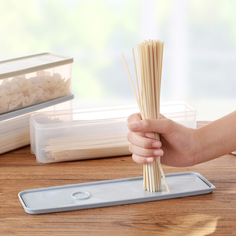 Large Capacity Airtight Rectangular Pasta Box Noodles Container Kitchen Food Storage Clear Seal Jar Fresh-keeping Case