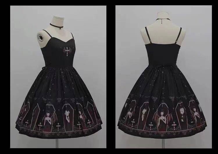Japan Gothic Lolita Jsk Black Dress Women Harajuku... – Grandado