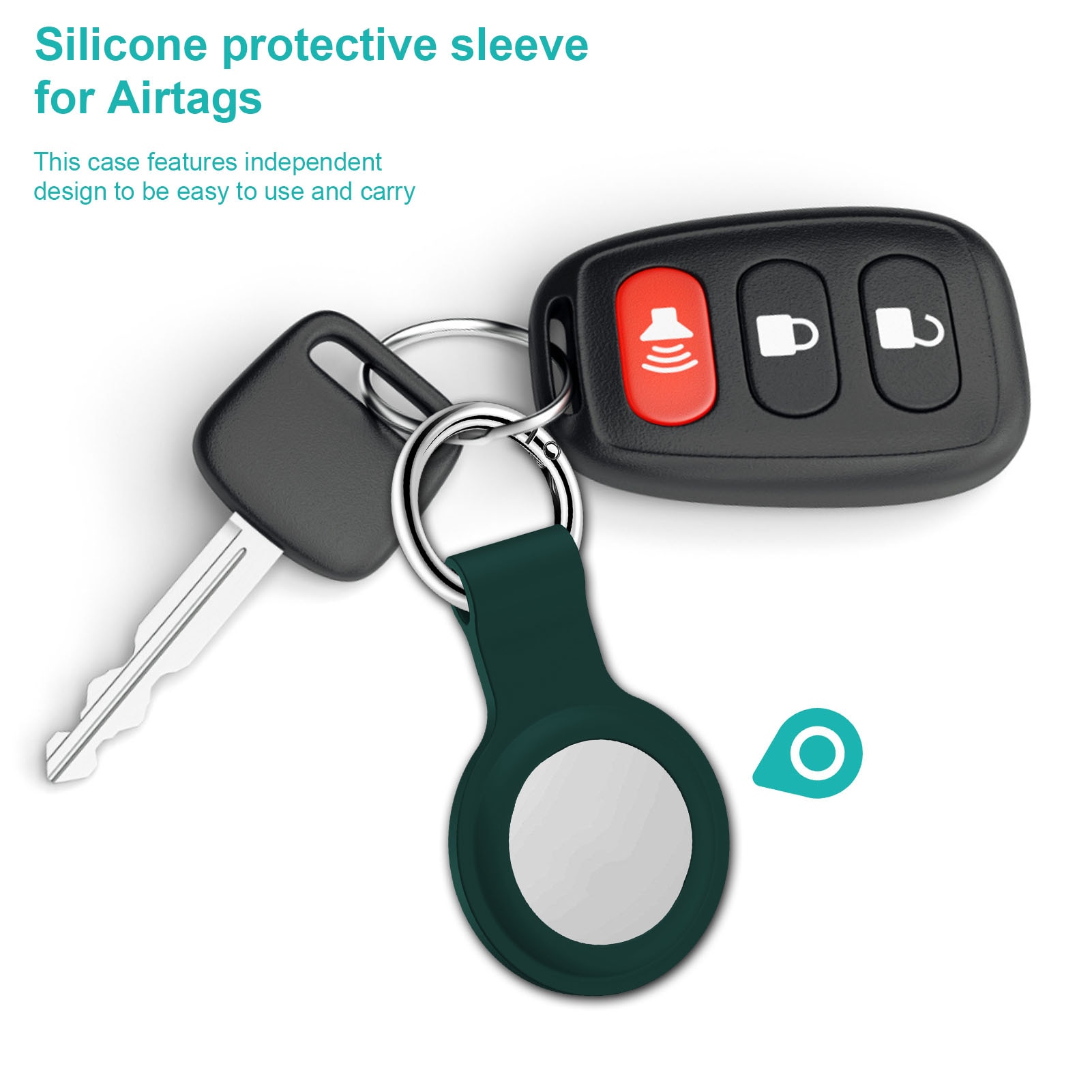 Case voor AirTag Leer, Beschermhoes met Sleutelhanger Ring, Anti-Kras