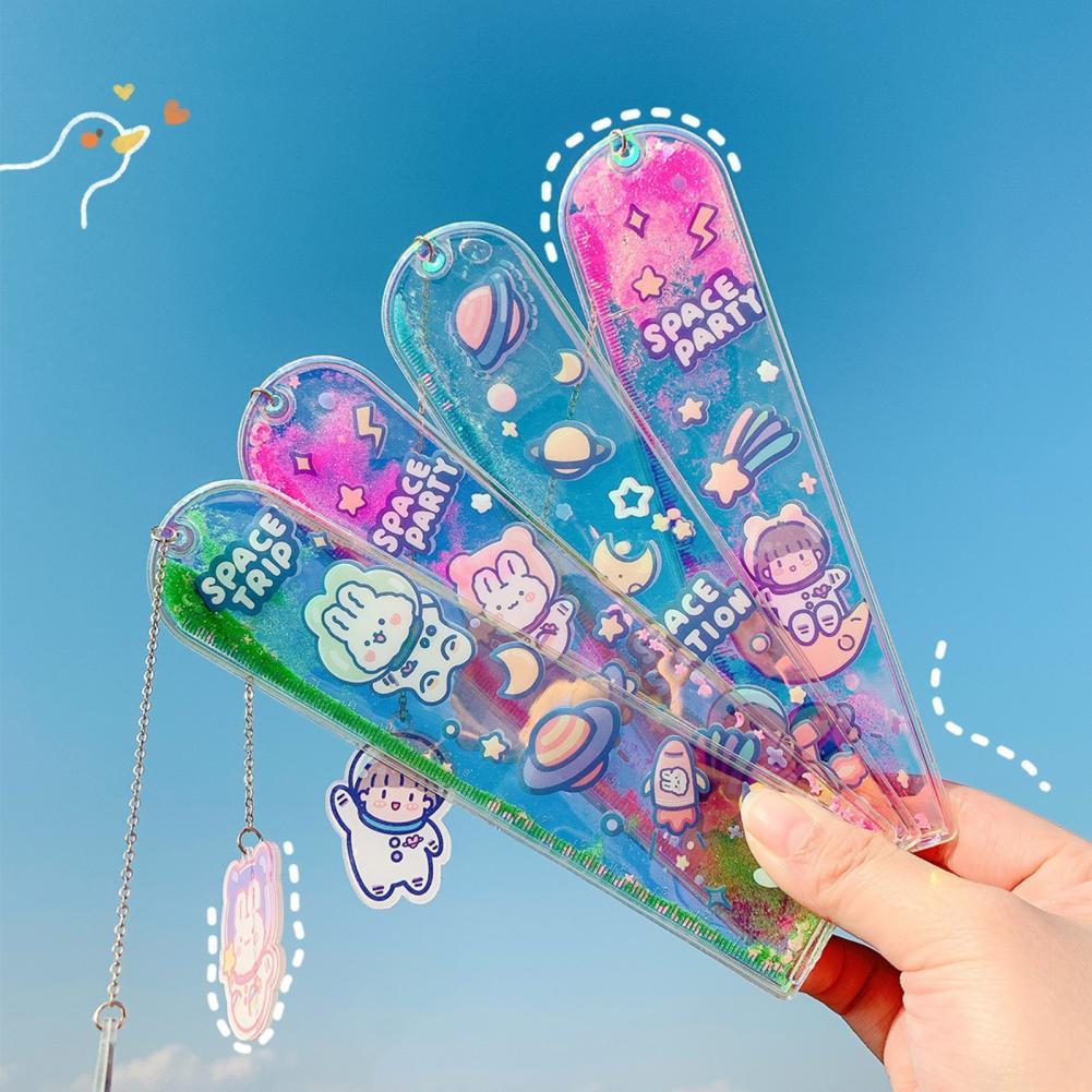 1pc Quicksand Ruler Bookmark 15cm Multifunction DIY Drawing Tools Oil Sand Ruler Student Rulers School Office Supplies Escolar