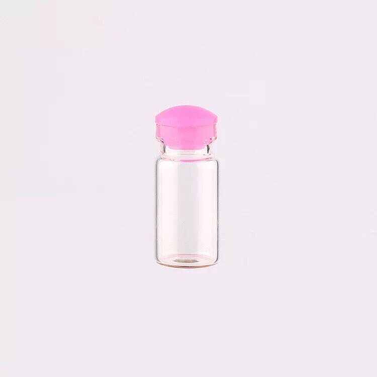 5 stuks 1ml Mini Clear Glazen Fles Wensen Fles Flesjes Lege Glazen Potten Met Plastic/Kurk Bruiloften wish Party Gunsten: pink  Silicone