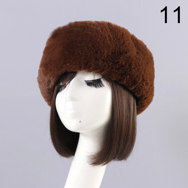 Winter Elastic Earmuffs Turban Thick Furry Hairband Fluffy Russian Faux Fur Women Fur Headband Hat Outdoor Earwarmer Ski Hats: 11