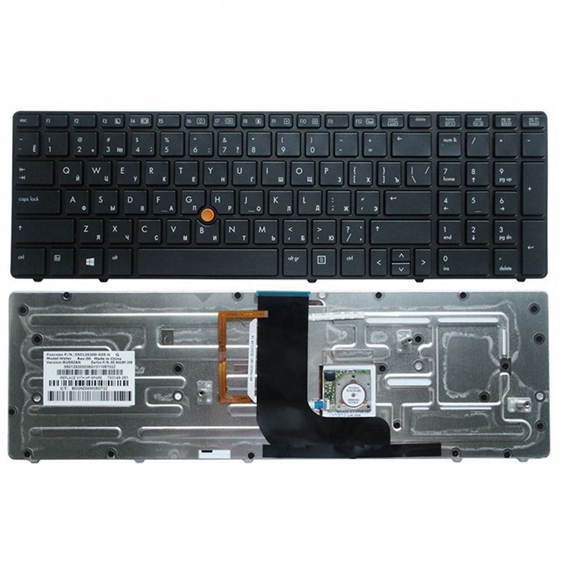 Teclado SP/JP/RU para ordenador portátil HP Probook 8560W 8570W con puntero: RU With backlight