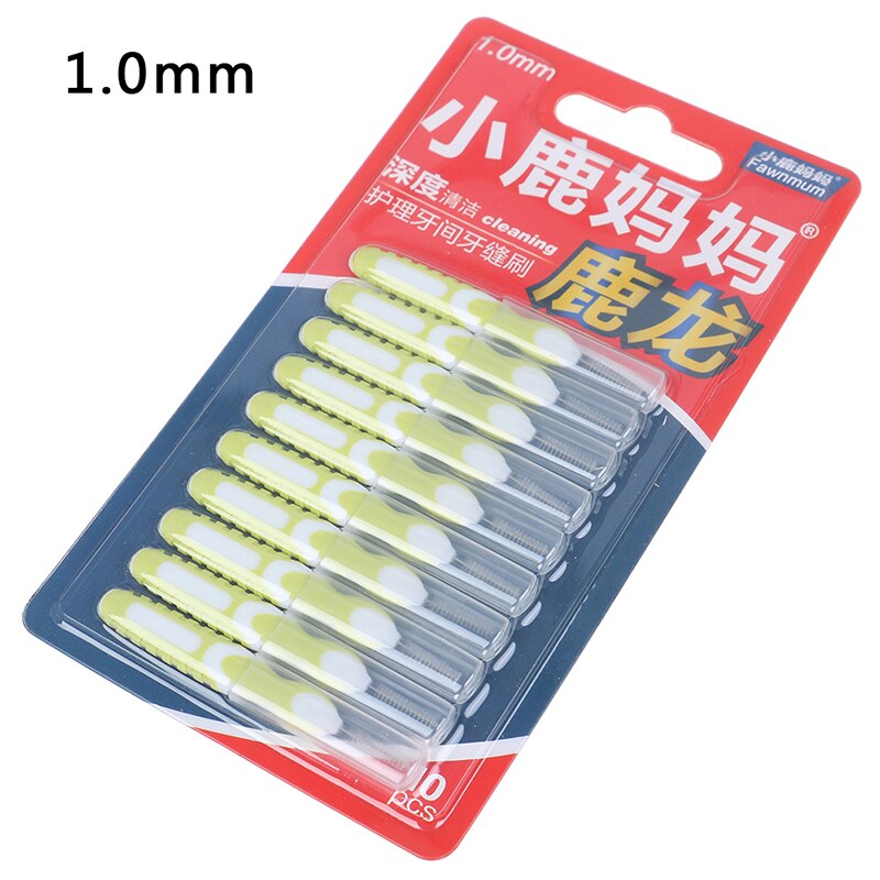 10Pcs Interdentale Borstel Tandheelkundige Borstels Floss Pick Push-Pull Tandenstoker Voor Volwassenen Schoon Tussen Tanden Reinigen Borstels: green