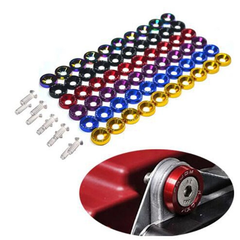 10 Stks/set M6 Jdm Bouten Auto Gemodificeerde Hex Bevestigingsmiddelen Fender Washer Bumper Motor Concave Schroeven Kentekenplaat Bouten Auto-styling