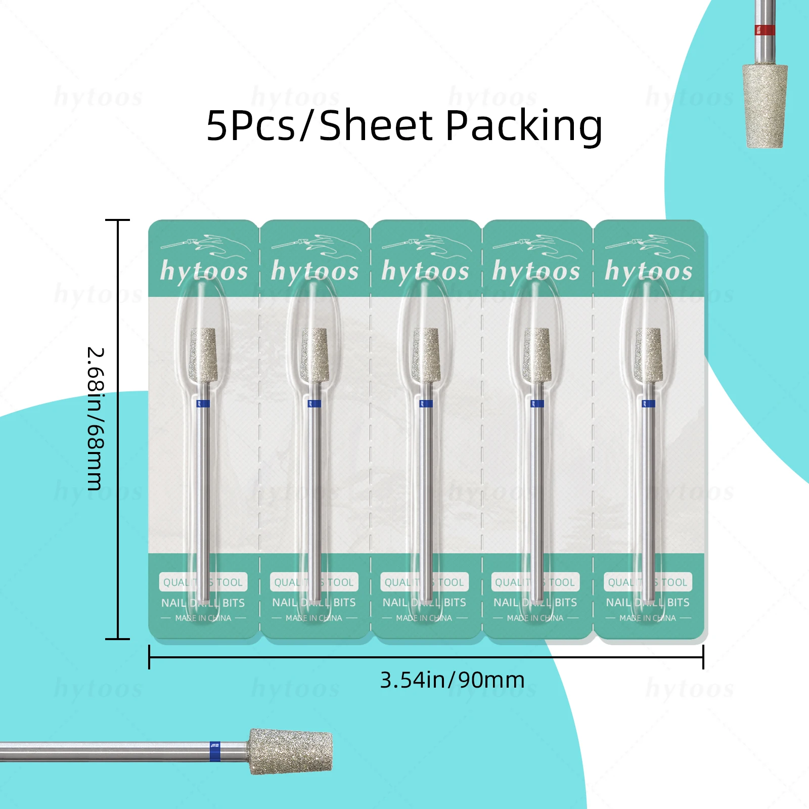 HYTOOS 5 unids/set brocas de diamante para uñas rusa cutícula limpia broca de uñas seguridad debajo del limpiador de uñas para piel muerta