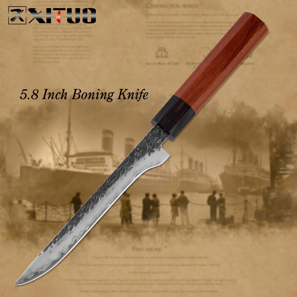 XITUO Kitchen Chef Knife Three-layer Steel Handmade Forged Sharp Cleaver Kiritsuke Boning Santoku Paring Knives Cooking Tools: Boning Knife