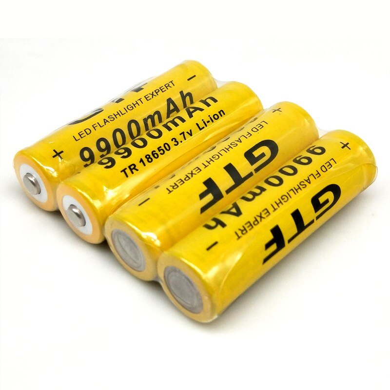 Original 18650 battery GTF 18650 Battery li-ion Battery 3.7V 9900mAh Rechargeable Battery for flashlight battery(Yellow)