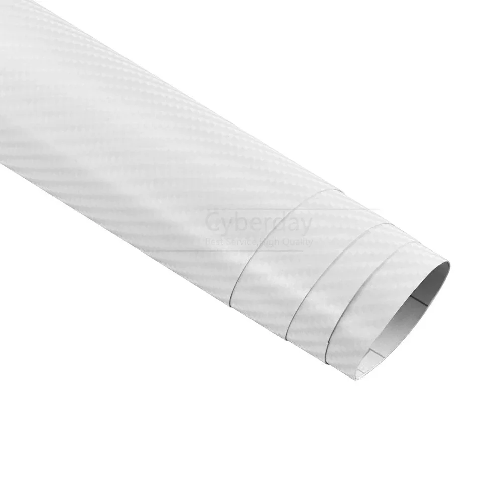 Película de envoltura de vinilo de fibra de carbono para coche, 3M, bricolaje, estilo automático, pegatinas gruesas 4D para coche, impermeables con burbujas sin aire, 100mm x 1520mm: Blanco