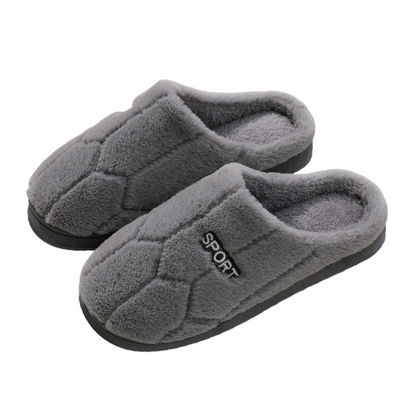 Winter Women Warm Home Shoe Plush Slippers Couples Warm Non-slip Floor House Slippers Soft Indoor Shoes For Man Floor Slides: gray / 42-43
