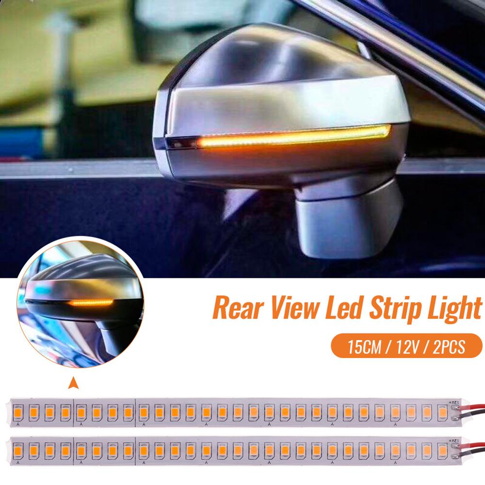 2Pcs 15/18/28Cm Auto Spiegels Flexibele Vloeiende Richtingaanwijzer Strip Amber 12V achteruitrijcamera Dynamische Richtingaanwijzer Auto Led Licht
