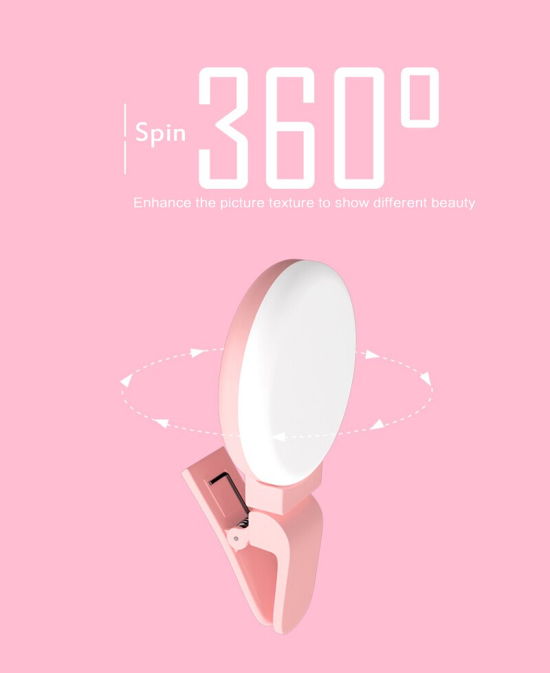 360 ° rotatif Froid 3 Vitesses Gradation lumière de Remplissage De Téléphone Portable 10 Perles de Lampe LAMPE LED POUR SELFIES Photographie Lumière De Clip