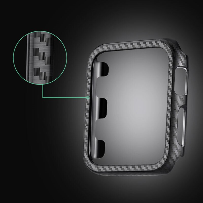 Carbon Fiber Case For Apple Watch 5 4 3 44mm 40mm iWatch band 42mm 38mm bumper Protective PC Ultra Thin Lines shell Frame cover
