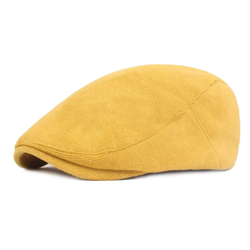 SLECKTON Newsboy Cap for Men Winter Knitting Beret Hat Herringbone Caps Adjustable Hats Dad Hats Casquette Gorras: Yellow