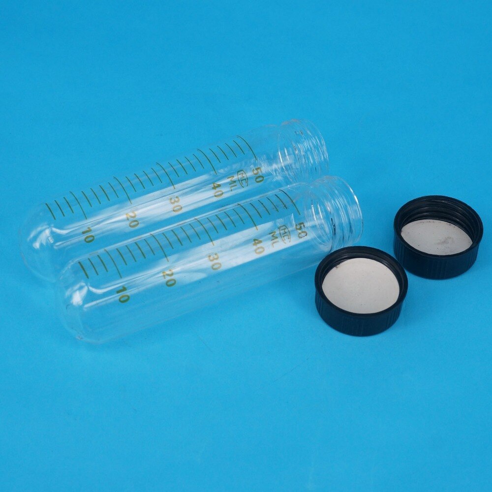 Lot(5) 50ml 30x105mm Clear Glass Test Tube Round Bottom Graduated with Screw Cap