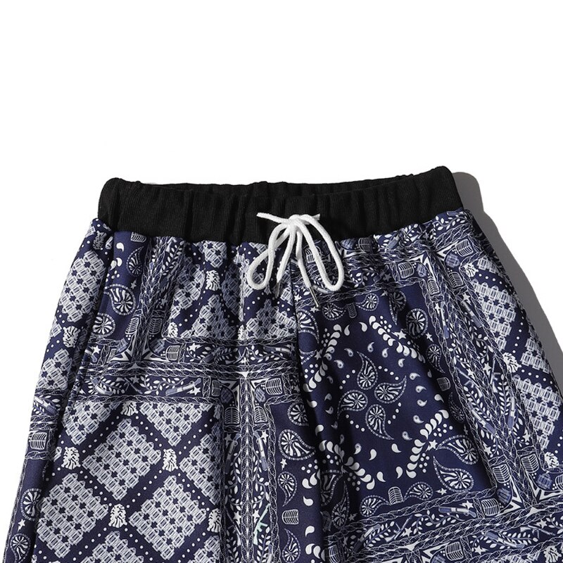 ELKMU – short Bandana pour hommes, Streetwear, Harajuku, Hip Hop, longueur aux genoux, été, HM159,