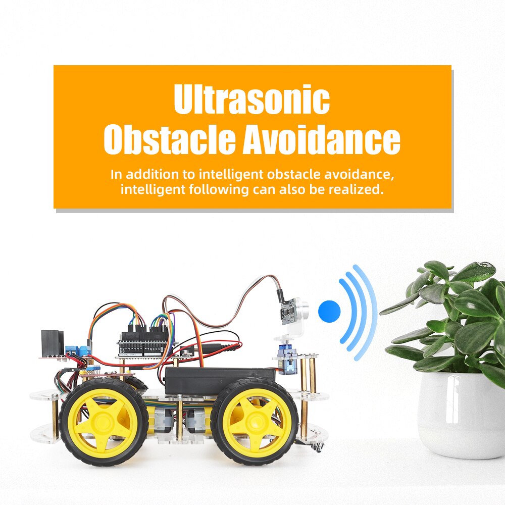 4WD Smart Robot Car Kit For Arduino UNO R3 Project with Ultrasonic Module DIY Programmable STEM Robotics Toys Complete Set Kits