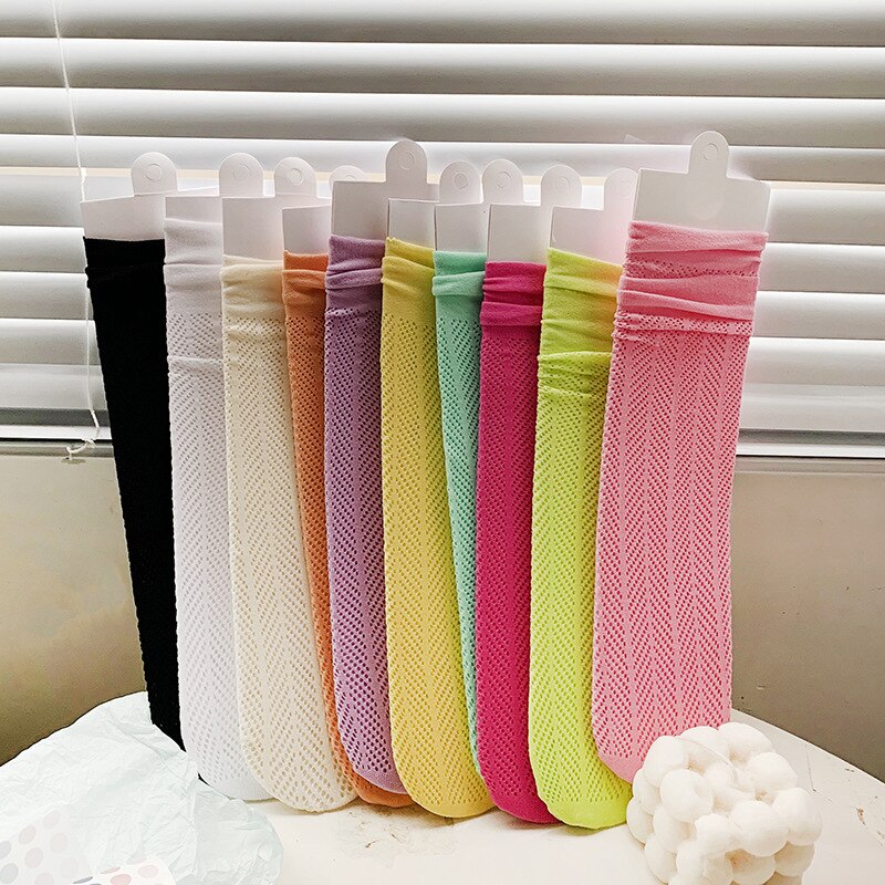Zomer Dunne Kinderen Sok Hollow Out Mesh Sokken Kinderen Snoep Kleur Crus Anti-Muggen Sokken Van De Meisjes calcetines