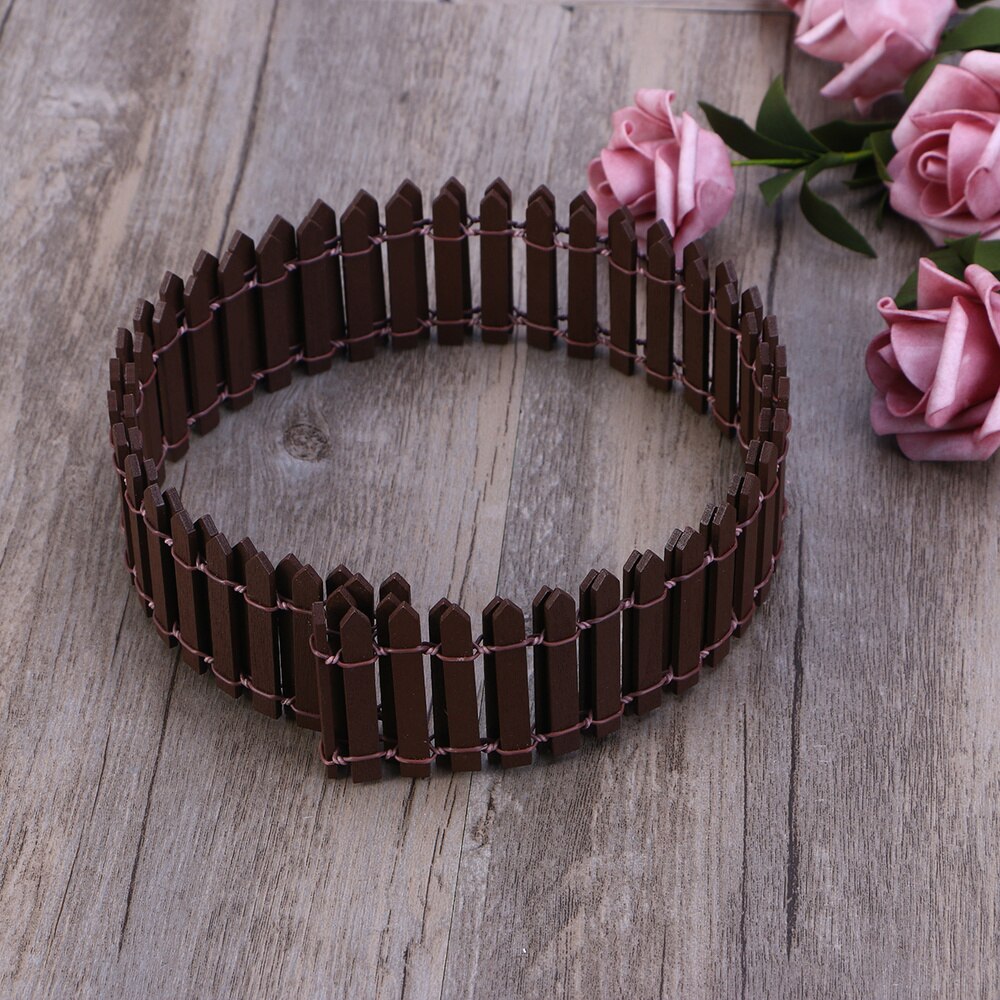 100cm x 5cm Mini Small Wood Fence DIY mini house Fairy Garden Micro Plant Pot Decor Bonsai Terrarium Ornament (Coffee)