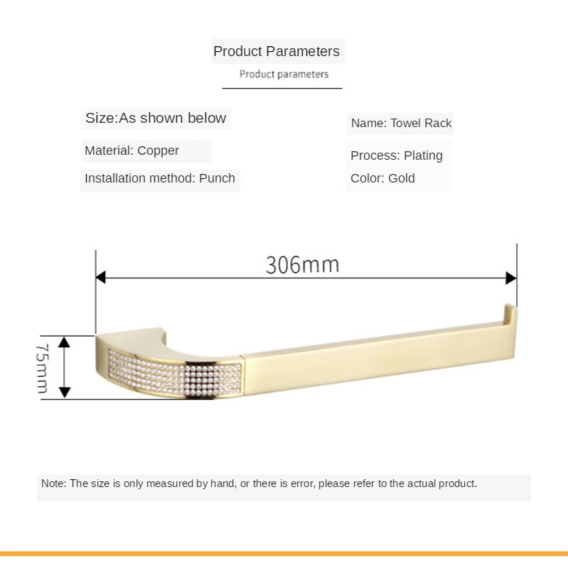 Copper Czech Crystal Toilet Towel Rail Rack Towel Holder Bathroom Towel Rack Hanger Wall Hanging Kitchen Towel Bar Storage Shelf