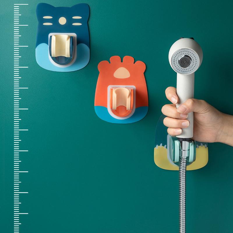 Cute Cartoon Shower Head Fixed Seat Frame Self-adhesive Wall Mounted Adjustable Suction Cup Nozzle Shower Bracket Mathroom Tools