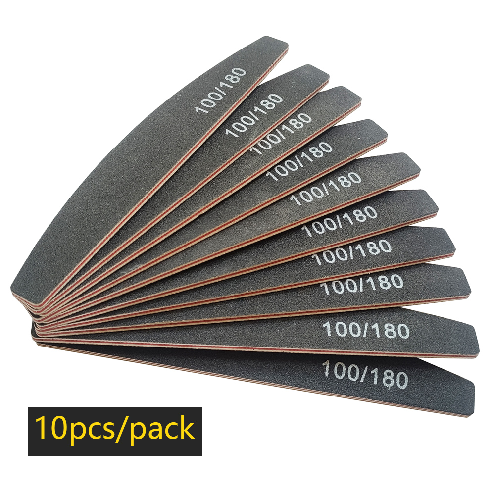 Lima de uñas tampón 100/180 grano media luna limas de uñas papel de lija de doble cara lijado de uñas Gel de pulido herramienta de manicura: Chocolate