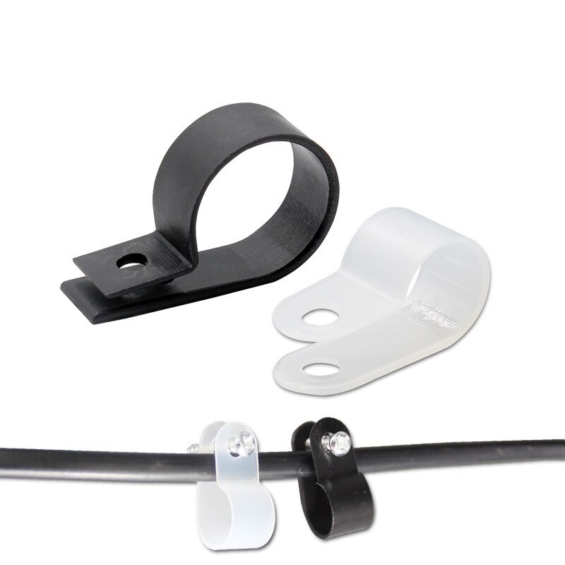 100PCS Thicken Plastic Nylon R Type Cable Clamp Fixed Insulation Cable Clips Cable Management Wire Fixing Clip Line Deduction