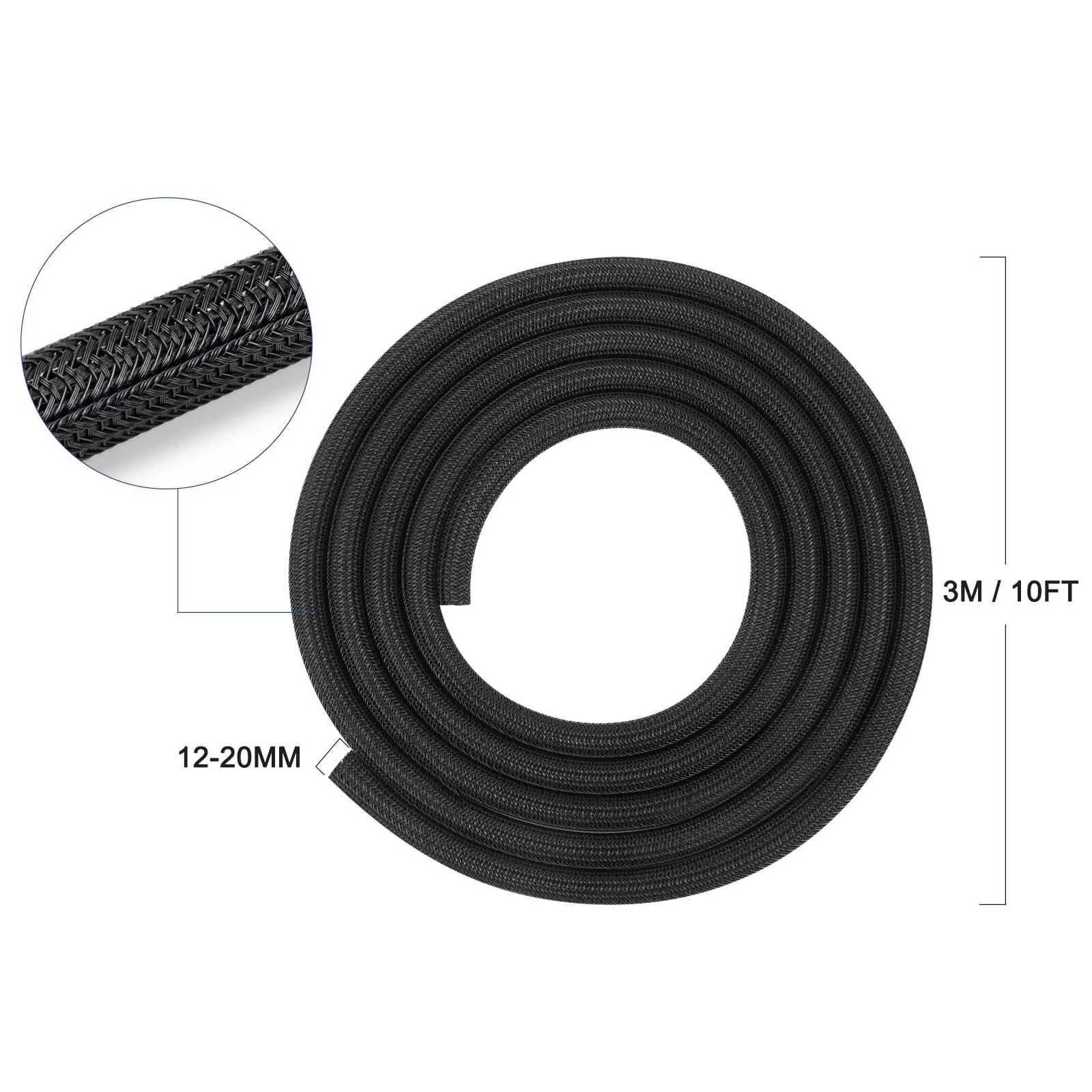 3 M Flexible Self-Closing Cable Duct Can Be Cut To Size, Diameter 12-20 Mm, Perfect Cable Management For Tv, Computer: Default Title