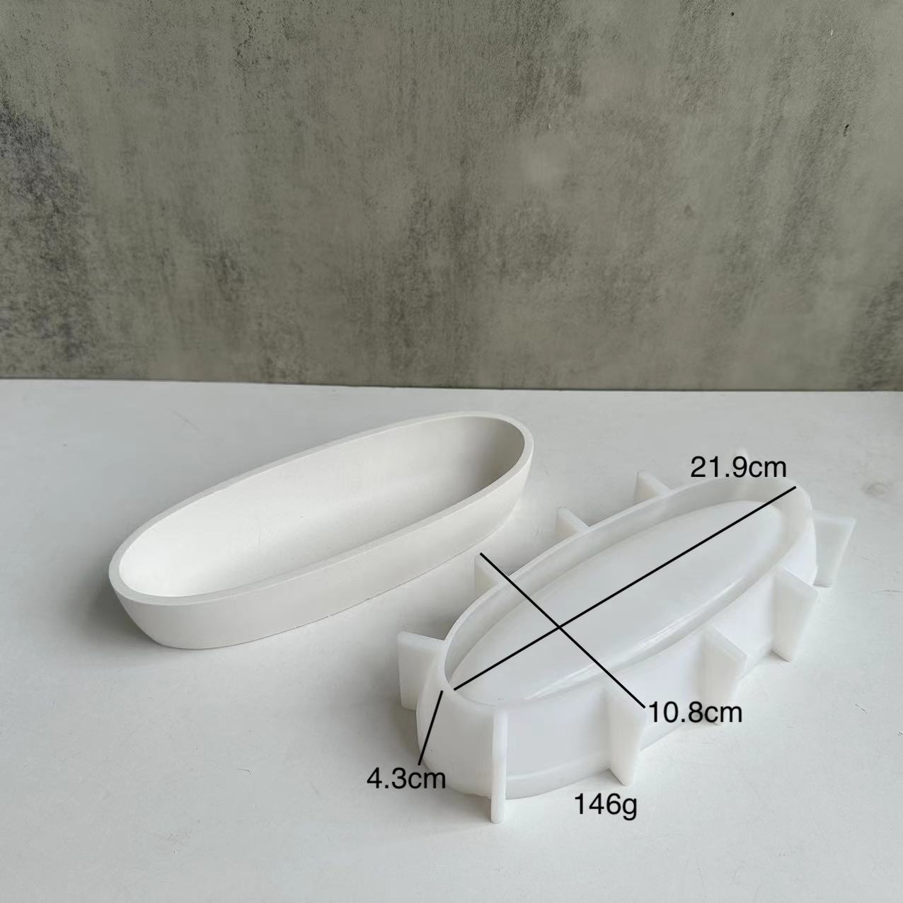 Tarro de vela con forma de barco de cemento ovalado, moldes de silicona DIY, maceta de yeso de hormigón, caja de cera, bandeja para velas, molde para decoración del hogar: Chocolate