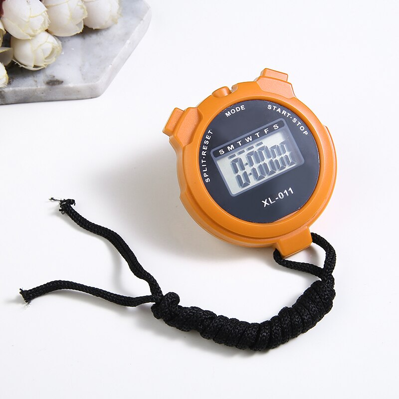 XL-011 LCD Chronograph Handheld Sports Timing Stopwatch Fitness Timer Counter Digital Display W/ Calendar Function: Orange