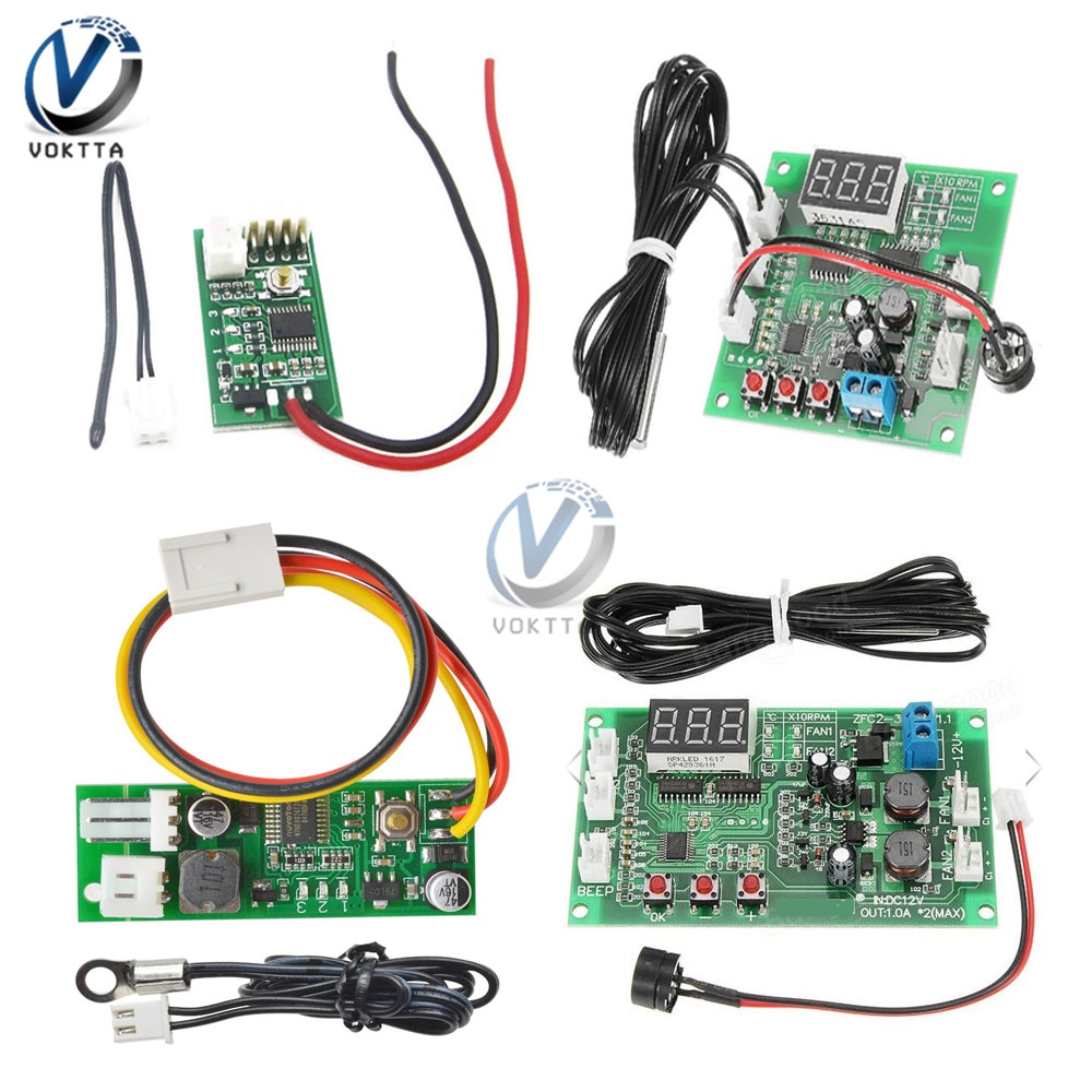 DC 12V Single/Dual Way Speed Controller Temperature Control Governor 3/4 Wire PWM Fan