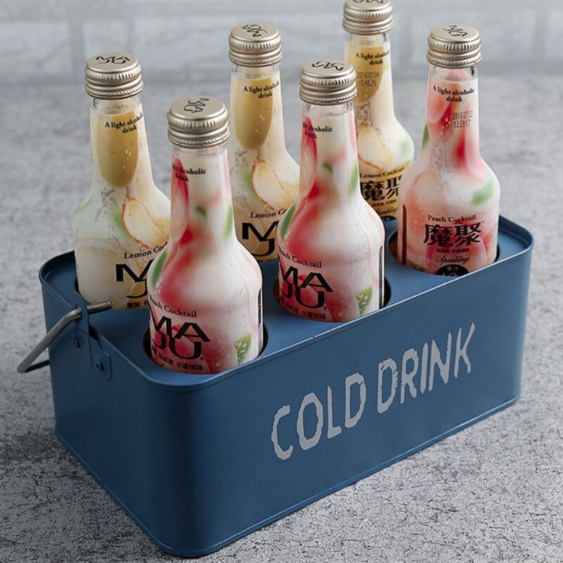 6 Bottles Metal Wine Beer Bottle Basket Carrier Display Holder Rack for Bar KTV Restaurant Home Decor