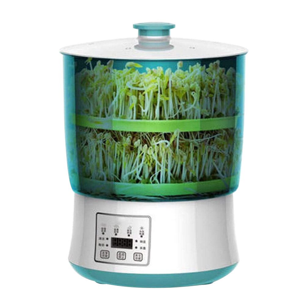 Machine de germes de haricot d'intelligence d'utilisation à la maison de 220V 110V grande capacité Thermostat graines vertes croissant Machine automatique de germination de haricot: Blue EU Plug 2 Layer