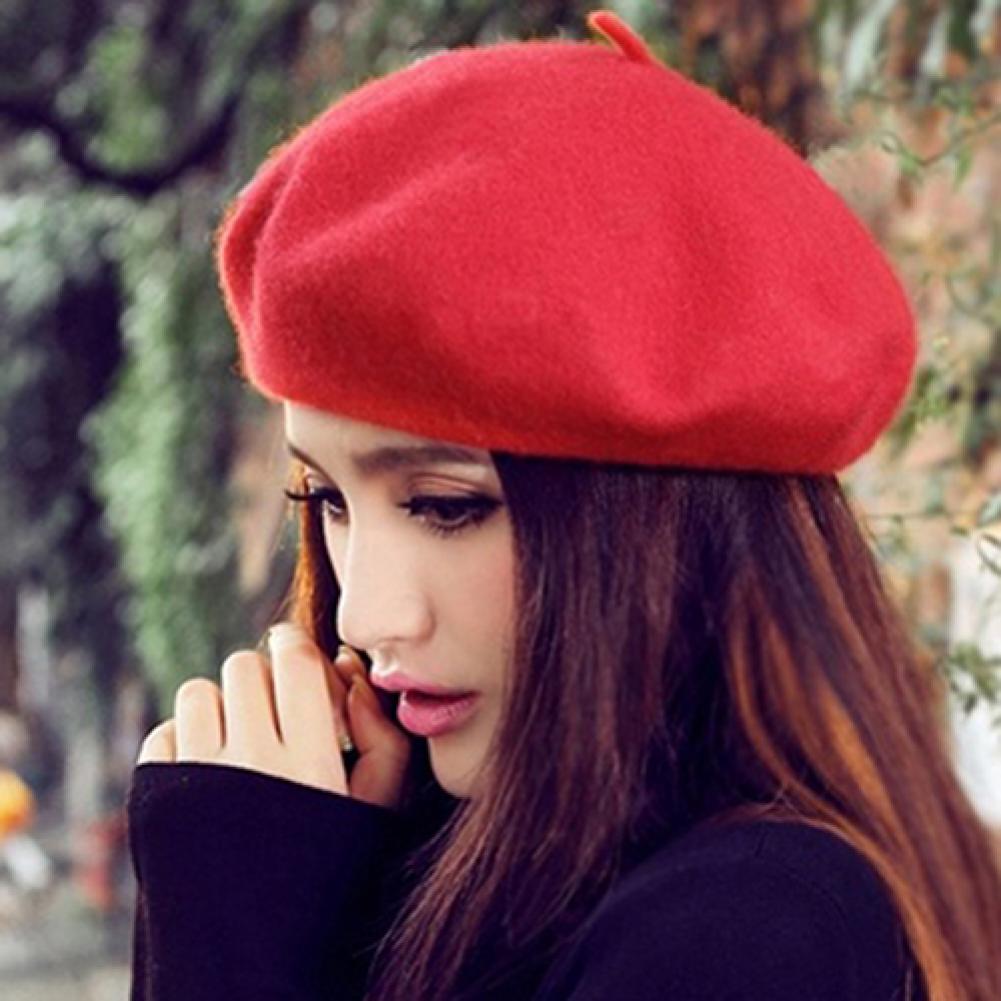 Herfst Winter Caps Vrouwen Classic Wolvilt Warme Franse Beret Beanie Hat Beanie Pure Kleur Zoete Mini Cap Lady winter Hoeden