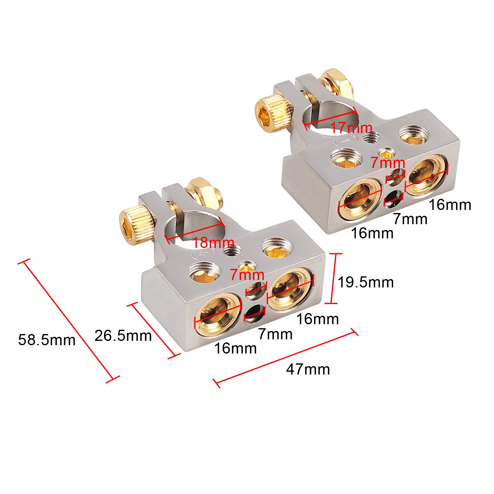 AUTOUTLET 2 stuks 0/4/8/10 AWG Batterij Terminal Zware Klem Positieve Negatieve Connectors Batterij terminal Klem