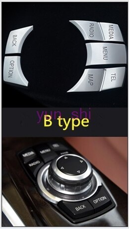 Auto Innen Multimedia-Taste Aufkleber Getriebe Kopf Rahmen Shift-Trim Für BMW F01 F07 F10 11 F20 F22 F25 F26 f30 F32 F34 F36 RHD/LHD: B type button cover