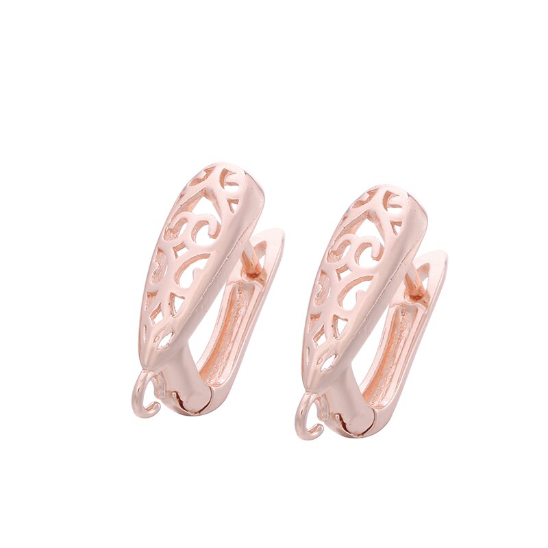 popular DIY Earrings Clasps Hooks for Woman Handmade Jewelry Making Accessories Hollow Earrings Hooks: 01rosegold