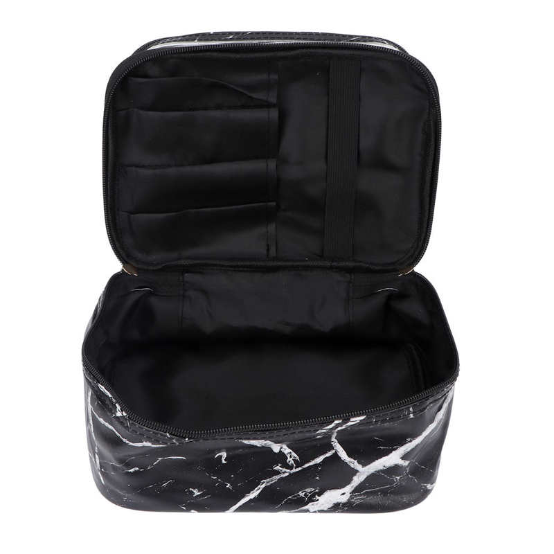 Makeup Bag Double Layer Cosmetic Bag Large Capacity Transparent Zipper Opening Method Double Layer with Sturdy Carry for Travel