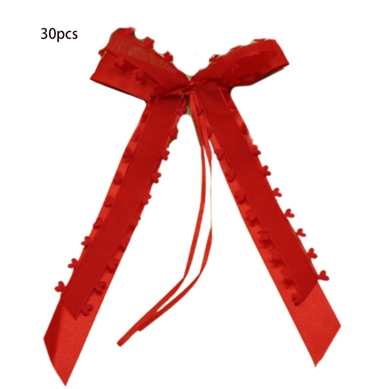 Nœuds d&#39;antenne de voiture de , blanc avec pompon, décoration de voiture, nœuds de mariage, ruban en Satin fait à la main pour voiture Au25 21: Red