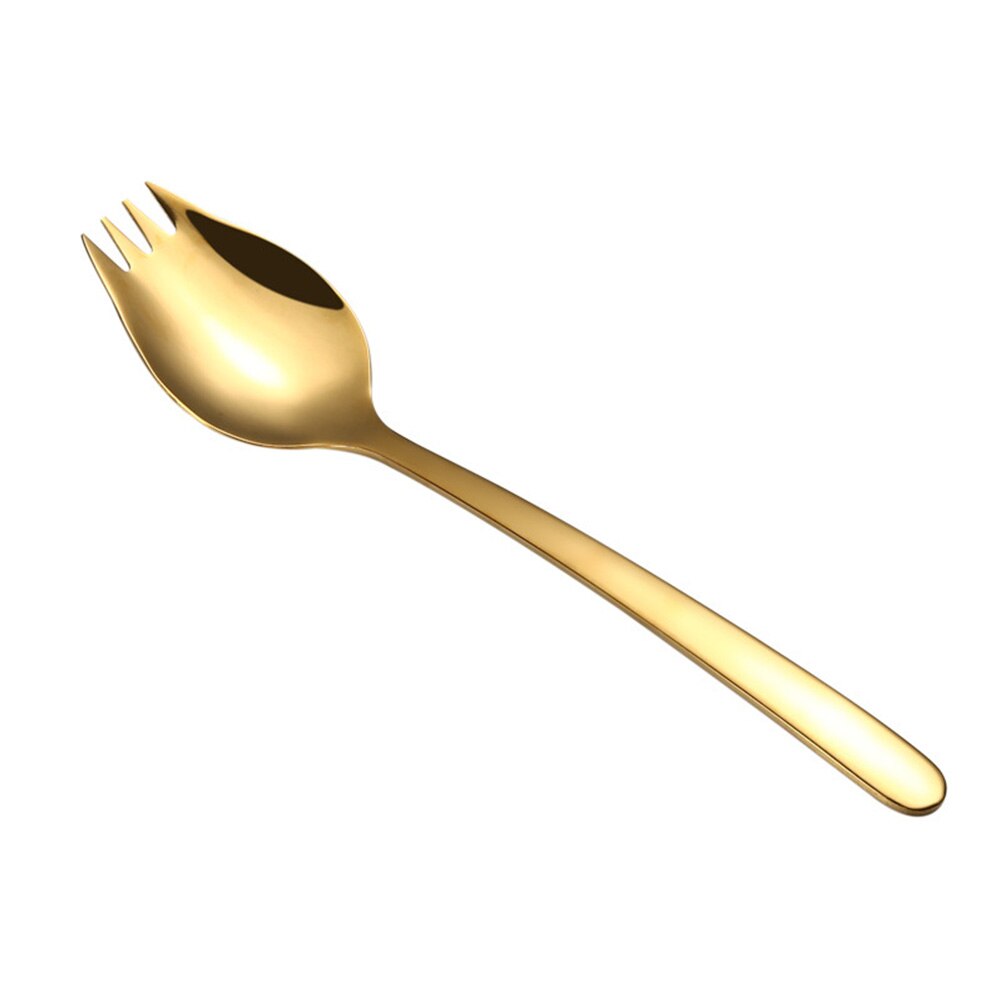 Lightweight Stainless Steel Forks Spoon For Camping Dessert Fork Non-toxic Salad Spoons Non-Corrosive Durable: Gold