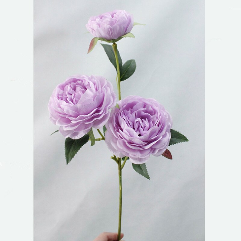 52cm silke kunstige blomster 5 hoveder pæon simulation planter familie bryllup hotel soveværelse pæon blomst dekoration: Lilla