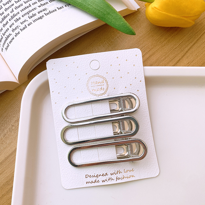 Juego de pinzas para el pelo huecas de Metal Y2K para mujer, Clip de pico de pato de temperamento Simple, accesorios para el cabello para viajes diarios, y dulce: Gris